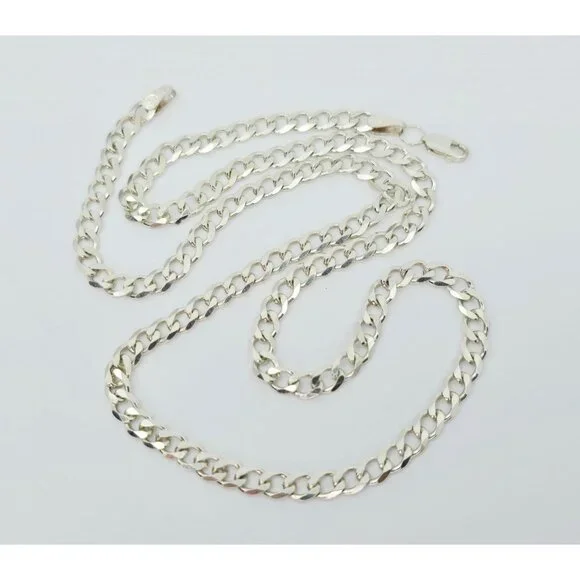 Amazing Solid 925 Sterling Silver Designer Cuban Link Chain Necklace - 21.75 L